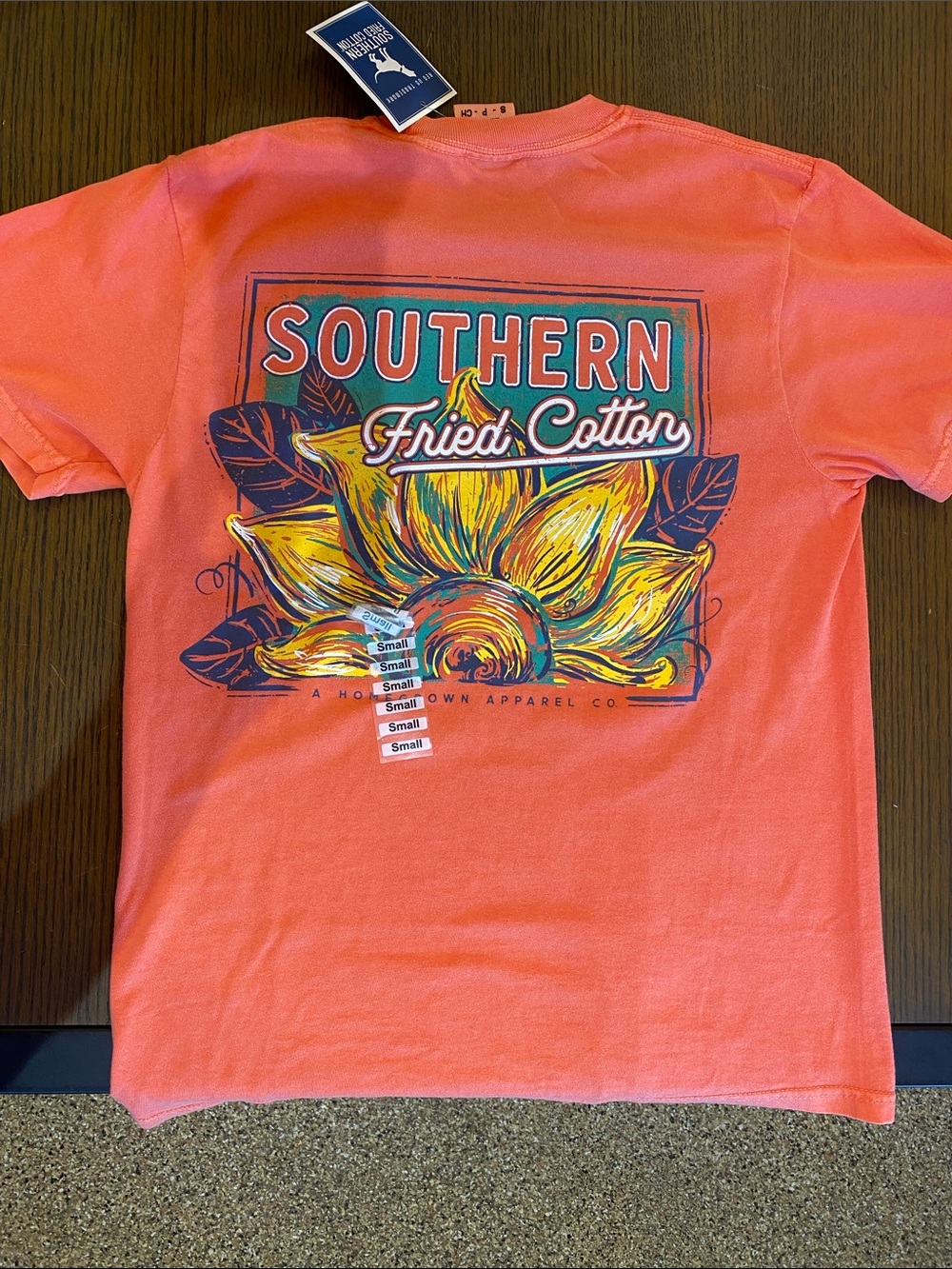 Southern Fried Cotton Coral Pocket Tee
